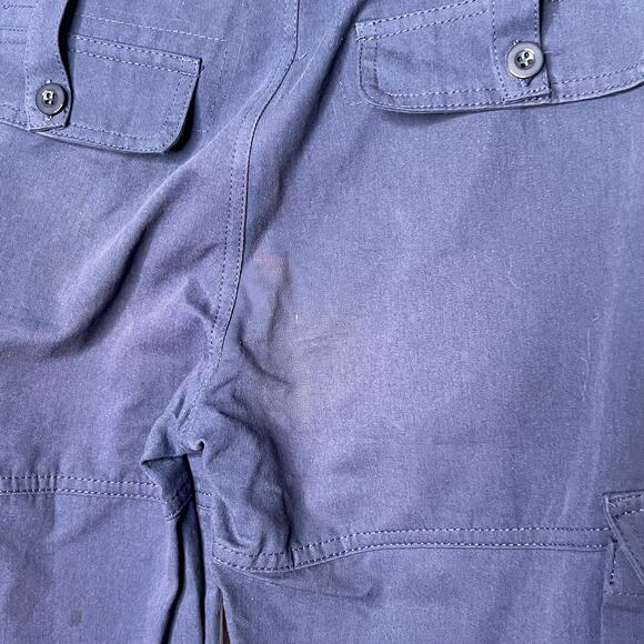 Womens Cargo Pocket Pants High Waisted Straight Leg Relaxed Navy Blue Size XS - Picture 8 of 10